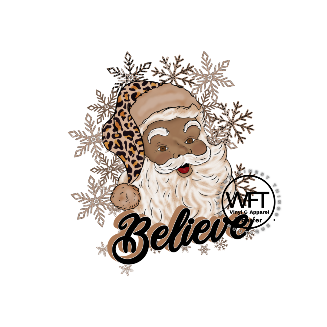 Believe Chocolate Santa Leopard Print Hat